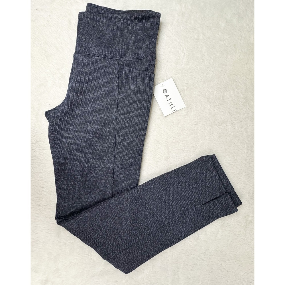 Athleta Mercer Herringbone Tight Small NWT High Rise Pocket Navy Blue #353504-02 - Picture 3 of 15